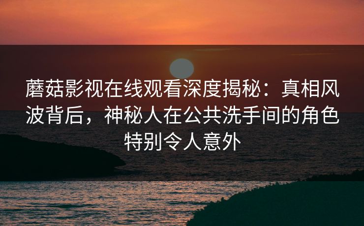 蘑菇影视在线观看深度揭秘：真相风波背后，神秘人在公共洗手间的角色特别令人意外