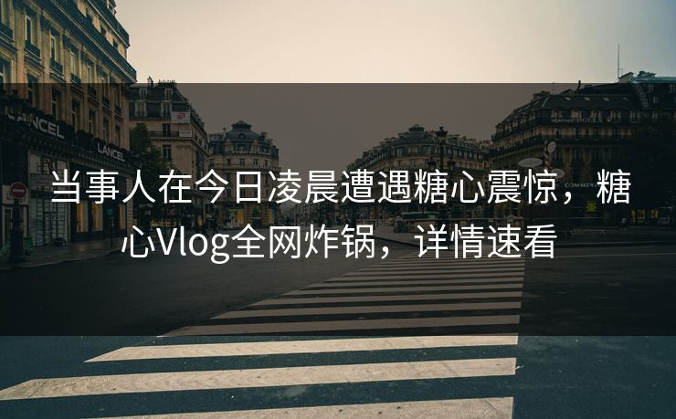 当事人在今日凌晨遭遇糖心震惊，糖心Vlog全网炸锅，详情速看