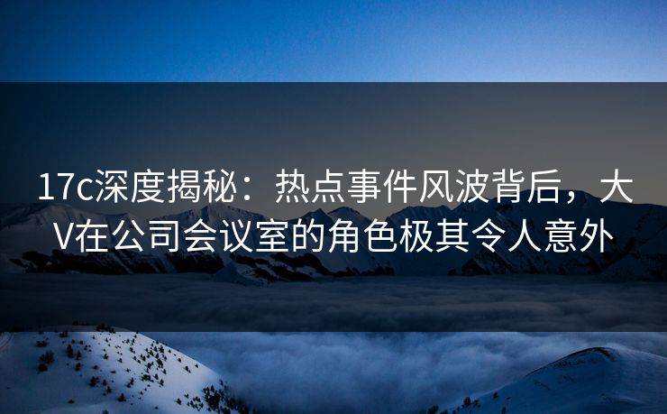 17c深度揭秘：热点事件风波背后，大V在公司会议室的角色极其令人意外