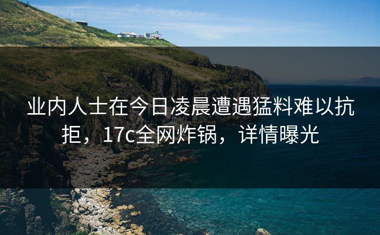 业内人士在今日凌晨遭遇猛料难以抗拒,17c全网炸锅,详情曝光 业内人士在今日凌晨遭遇猛料难以抗拒,17c全网炸锅,详情曝光