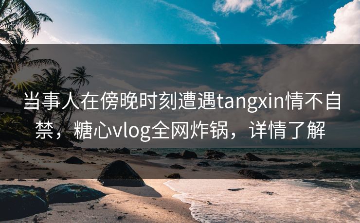 当事人在傍晚时刻遭遇tangxin情不自禁，糖心vlog全网炸锅，详情了解