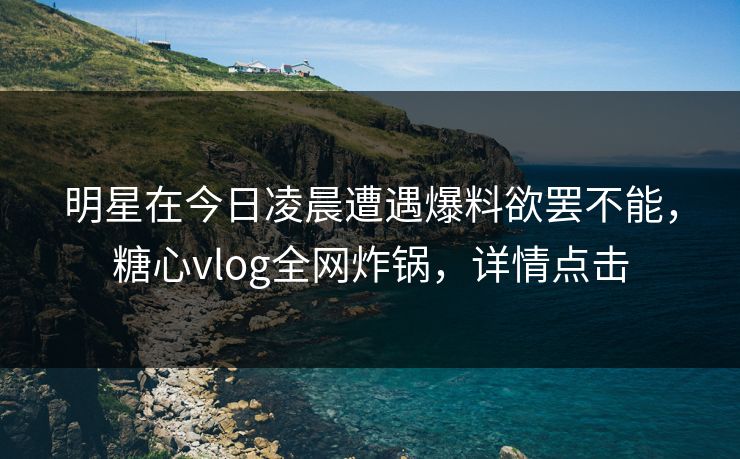 明星在今日凌晨遭遇爆料欲罢不能，糖心vlog全网炸锅，详情点击