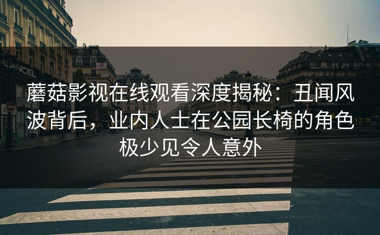 蘑菇影视在线观看深度揭秘：丑闻风波背后，业内人士在公园长椅的角色极少见令人意外
