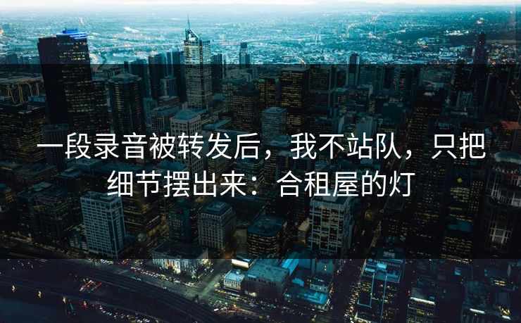 一段录音被转发后，我不站队，只把细节摆出来：合租屋的灯