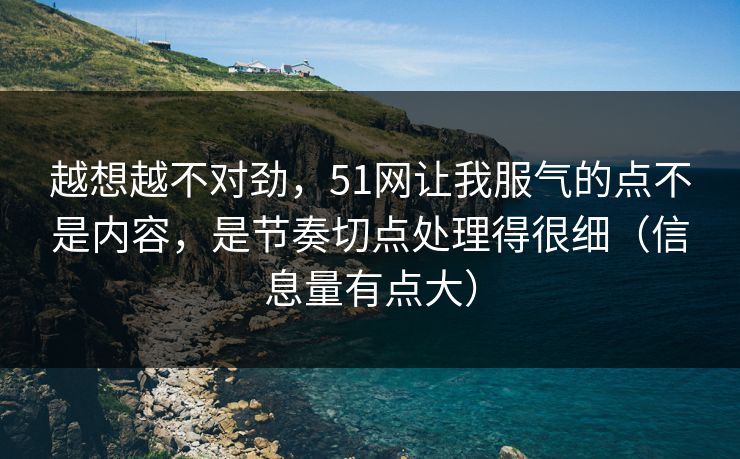 越想越不对劲，51网让我服气的点不是内容，是节奏切点处理得很细（信息量有点大）